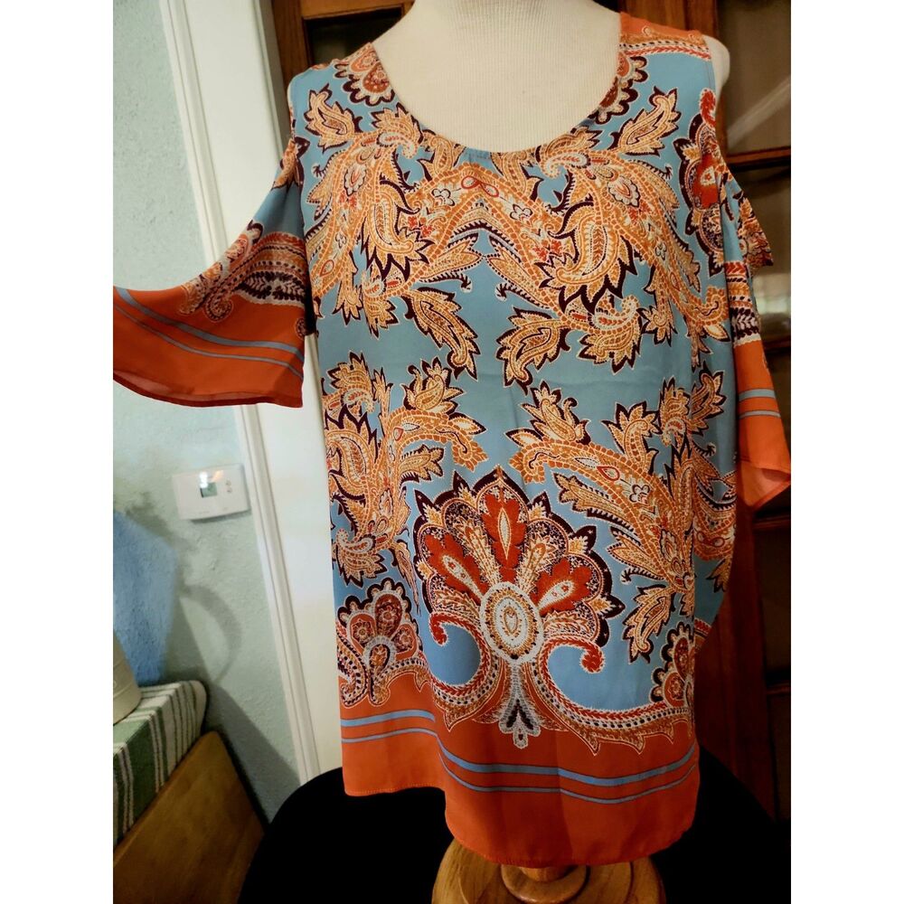 Rose & Olive Shoulder Paisley Blouse SIZE XL